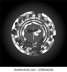 directions sign icon on grey camo texture