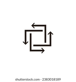 Directions, squares, round, frame geometric symbol simple logo vector