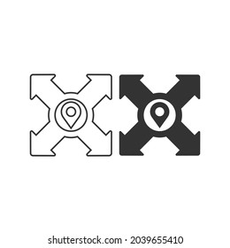 Signo de la ilustración del icono del vector de direcciones
