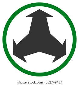 Directions vector icon. Style is bicolor flat circled symbol, green and gray colors, rounded angles, white background.