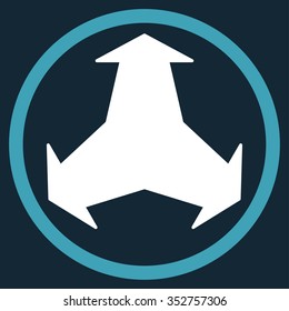 Directions vector icon. Style is bicolor flat circled symbol, blue and white colors, rounded angles, dark blue background.
