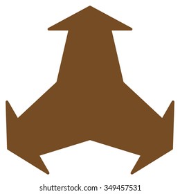 Directions vector icon. Style is flat symbol, brown color, rounded angles, white background.