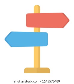 Directions via fingerpost, flat vector design