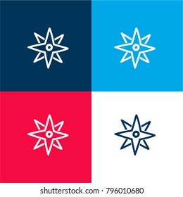 Directions of winds star hand drawn symbol four color material and minimal icon logo set in red and blue