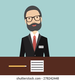 Director. Businessman in work. Flat vector. 