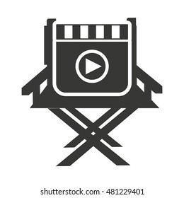director chair with cinema icon vector illustration design