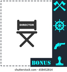 Director chair icon flat. Simple vector symbol and bonus icon