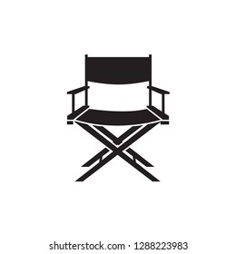 Director Chair Icon In Flat Style Vector Icon For Apps, UI, Websites. Black Icon Vector Illustration.