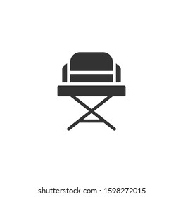 Director chair icon in flat style. Producer seat vector illustration on white isolated background. Movie business concept.