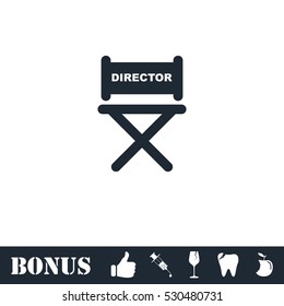 Director chair icon flat. Vector illustration symbol and bonus pictogram