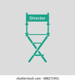 Director chair icon. Gray background with green. Vector illustration.