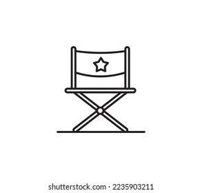 director chair icon movie and film maker camera icon symbol on white background for web app banner logo design - Icon vector.