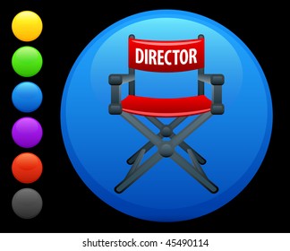 director chair icon on round internet button original vector illustration 6 color versions included