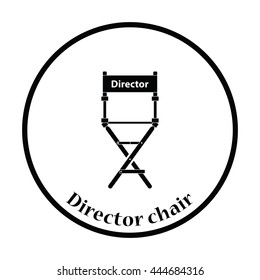 Director chair icon. Thin circle design. Vector illustration.
