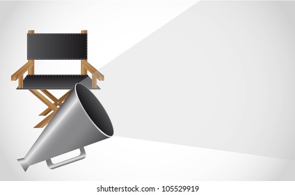 director chair with megaphone with space for copy. vector