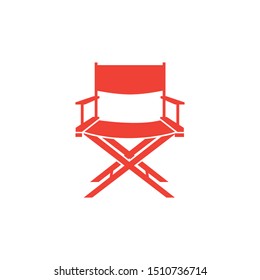 Director Chair Red Icon On White Background. Red Flat Style Vector Illustration.