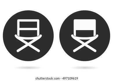 Director chair vector icon. White illustration isolated on black background for graphic and web design.