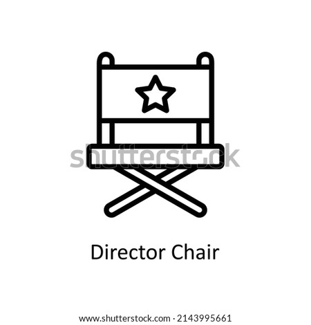 Director Chair vector outline icon for web isolated on white background EPS 10 file