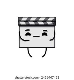 caricatura del personaje del tablero de clapper del director. acción, corte de hollywood, objeto de los medios de comunicación. símbolo aislado ilustración vectorial