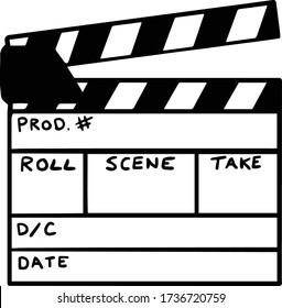 Director Clapper Board Line Drawing - Vector Illustration