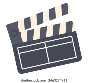 Director clapperboard in flat design. Cinema production scene equipment. Vector illustration isolated.