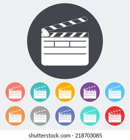 Director clapperboard. Single flat icon on the circle. Vector illustration.