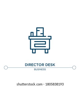 icono de línea vectorial de escritorio de director. Ilustración de elemento simple. icono de esquema del escritorio del director a partir del concepto de negocio. Se puede usar para web y móvil
