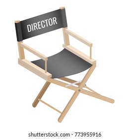 Director empty chair isolated on white background. Workplace of filmmaker
