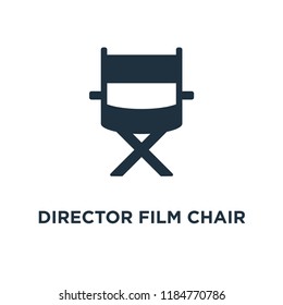 Director Film Chair icon. Black filled vector illustration. Director Film Chair symbol on white background. Can be used in web and mobile.