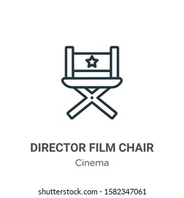 Director film chair outline vector icon. Thin line black director film chair icon, flat vector simple element illustration from editable cinema concept isolated on white background