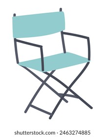 Director folding chair in flat design. Movie scene production furniture. Vector illustration isolated.