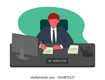 Director giving signature. Simple flat illustration.