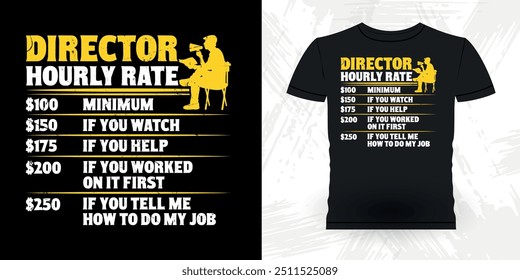 Diretor Taxa horária Funny Theatre Diretor Retro Vintage Teatro T-shirt Design