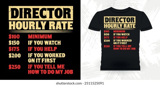 Diretor Taxa horária Funny Theatre Diretor Retro Vintage Teatro T-shirt Design