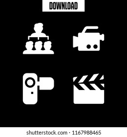 director icon. 4 director vector set. old video camera, camcorder, hierarchical structure and clapperboard icons for web and design about director theme
