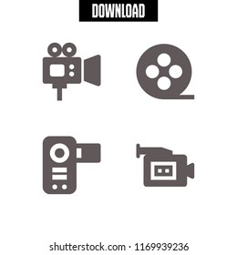 director icon. 4 director vector set. video camera, video, camcorder and film reel icons for web and design about director theme