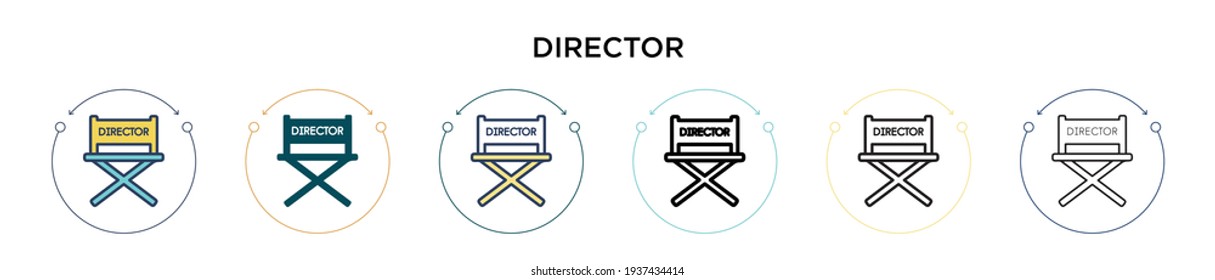 Director icon in filled, thin line, outline and stroke style. Vector illustration of two colored and black director vector icons designs can be used for mobile, ui, web