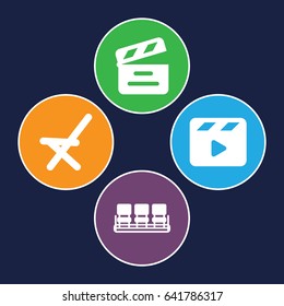 Director icons set. set of 4 director filled icons such as chair, outdoor chair