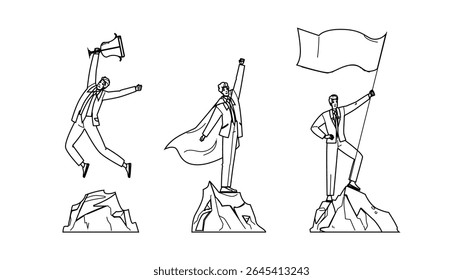 director leader top man vector. head captain, ager executive, president ruler director leader top man character. people black line pencil drawing illustration