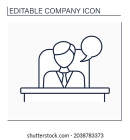 Director line icon. Leader of employees.Manage, organize and control task doing. Big boss.Company concept. Isolated vector illustration. Editable stroke