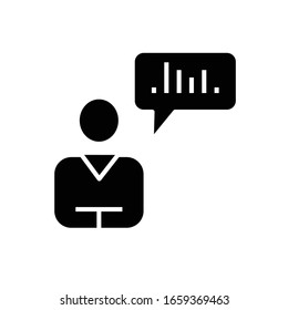 Director message black icon, concept illustration, vector flat symbol, glyph sign.