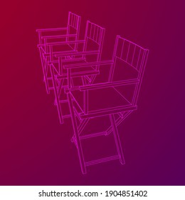 Director movie workplace chair. Wireframe low poly mesh vector illustration
