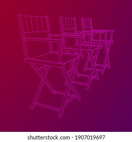 Director movie workplace chair. Wireframe low poly mesh vector illustration