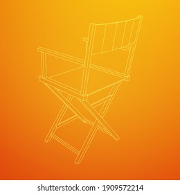 Director movie workplace chair. Wireframe low poly mesh vector illustration