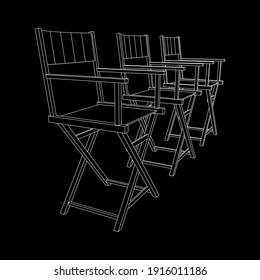 Director movie workplace chair. Wireframe low poly mesh vector illustration