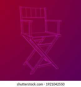 Director movie workplace chair. Wireframe low poly mesh vector illustration