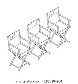 Director movie workplace chair. Wireframe low poly mesh vector illustration
