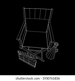 Director movie workplace chair. Wireframe low poly mesh vector illustration