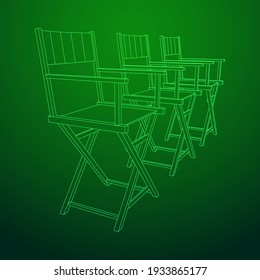 Director movie workplace chair. Wireframe low poly mesh vector illustration