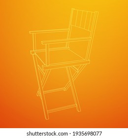 Director movie workplace chair. Wireframe low poly mesh vector illustration